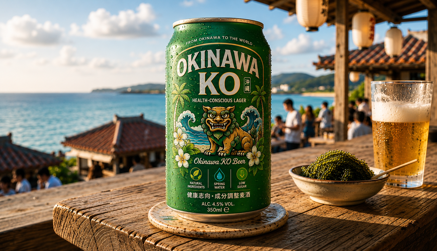 健康志向デザインの缶ビール例